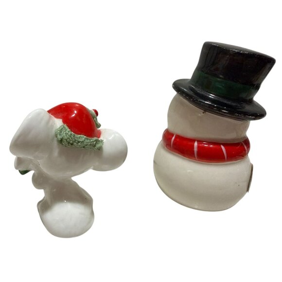 Vintage Ceramic Christmas Snowman & Mouse Miniature Figurines Holiday Decor - Picture 4 of 8